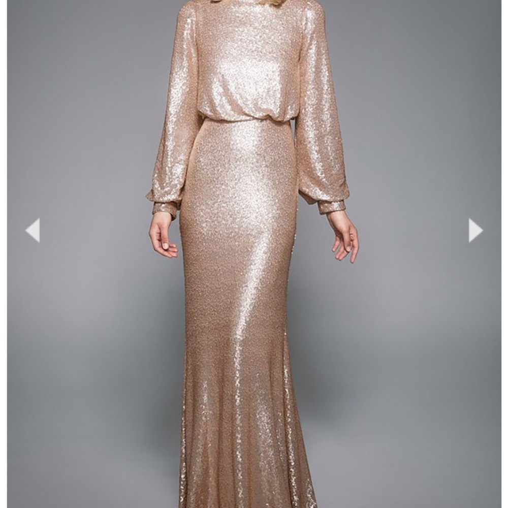 Tadashi Shoji Gold Sequin Mermaid Gown